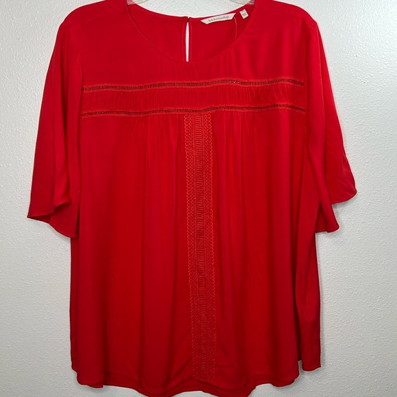 Soft Surroundings Tops - SOFT SURROUNDINGS Top Blouse Flowy NEW‎ Flouncy Boho Lace Soft Embroidery Red 2X